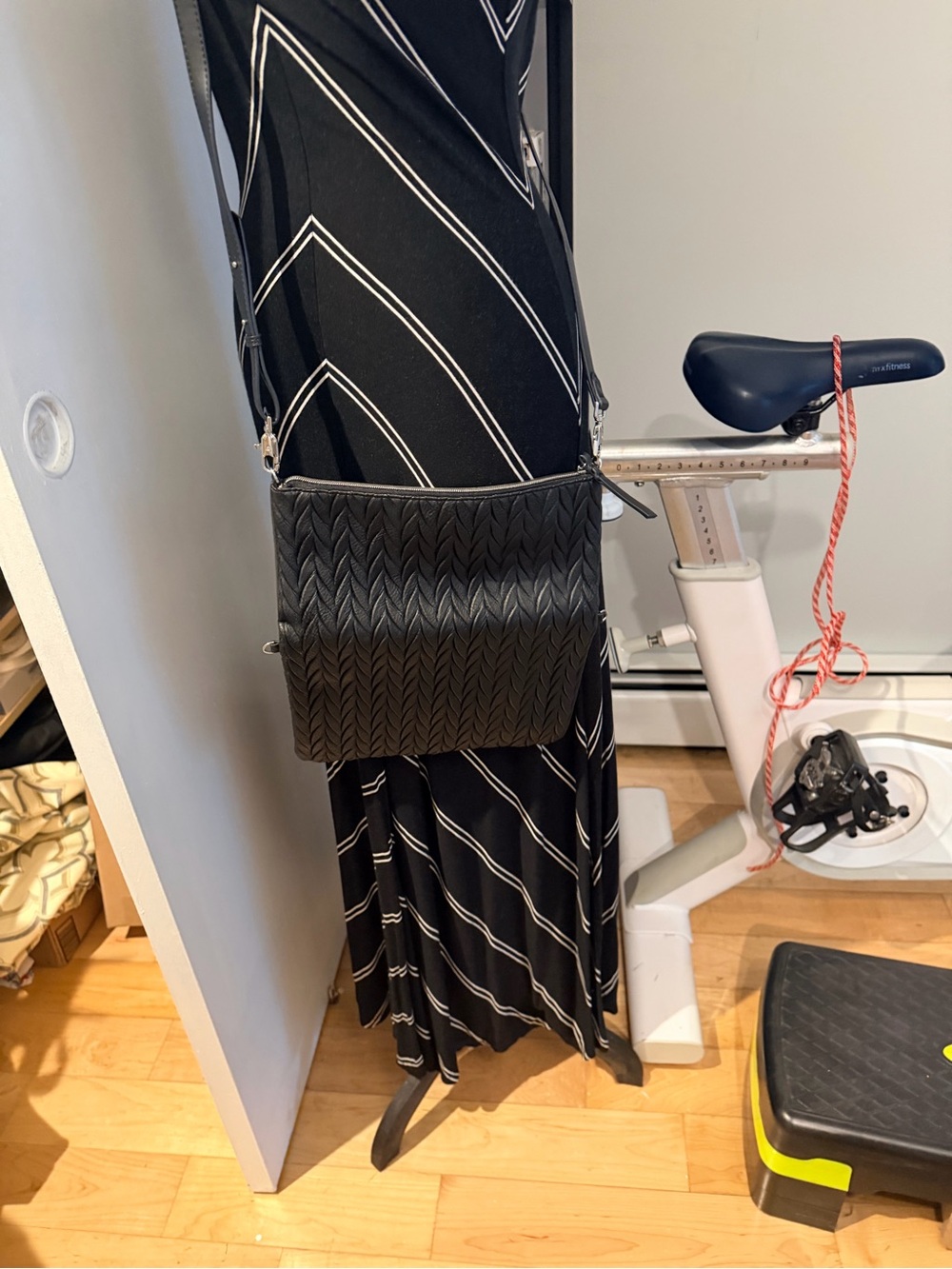 Stella & Dot Black Chevron-Textured Crossbody Bag